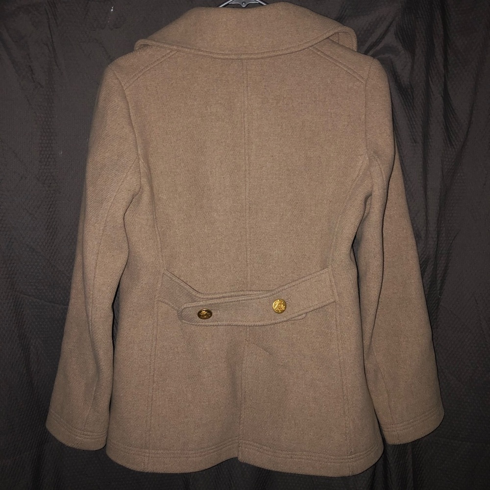 J. Crew Tan Pea Coat with Gold Buttons - Picture 3 of 4